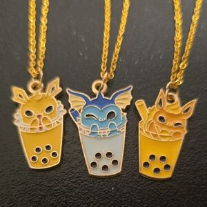 Jolteon, Vaporeon & Flareon Bubble Tea Necklace Set